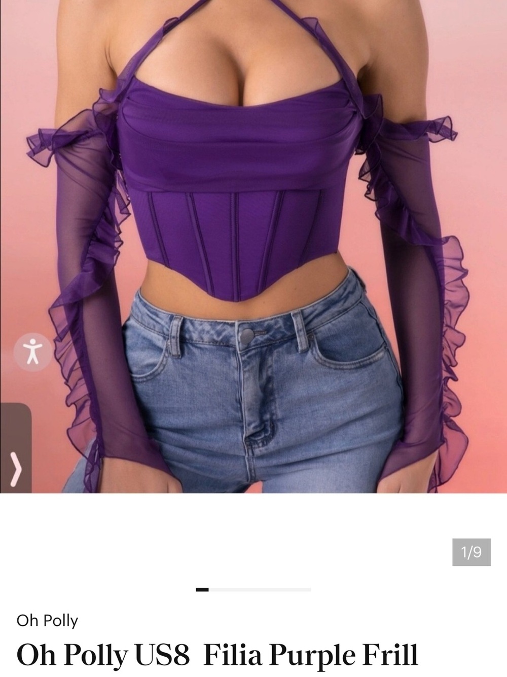 Oh Polly Filia Purple Frill Corset Top-size 8